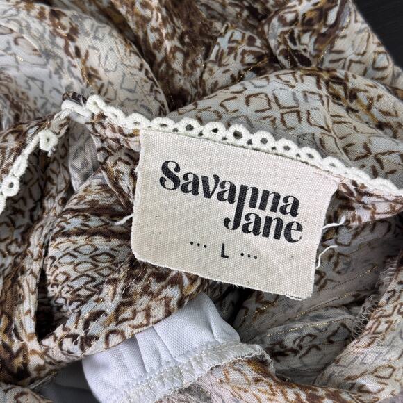 Savanna Jane Top Women Large Embroidered Southwest Boho Western Metallic Shimmer - Picture 3 of 12